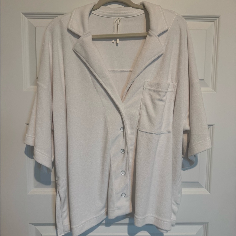 Anthropologie terry cloth Button-Down Shirt